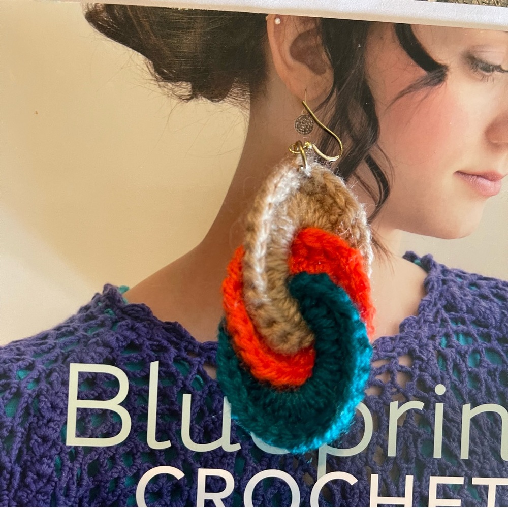 Handmade Vibrant Brown and Orange and Blue Earrings